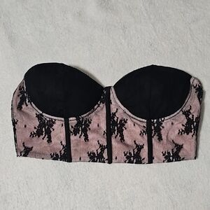 Hello Molly Black & Pink Lace Crop Top